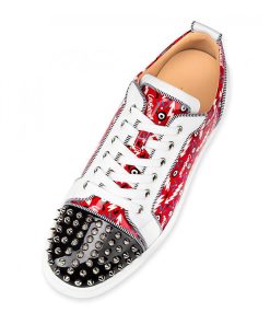 Christian Louboutin Louis Junior Spikes Orlato Loubi Bianco