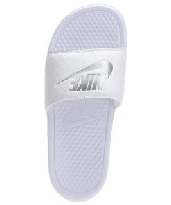 Nike Benassi JDI White Slide Sandal Women’s Whitemetallic Silver