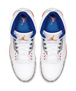 Air Jordan 3 Knicks White Old Royal-University Orange-Tech Grey