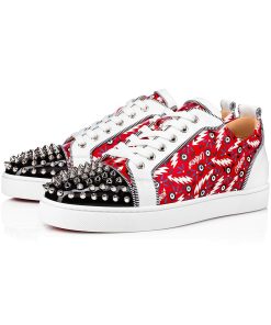 Christian Louboutin Louis Junior Spikes Orlato Loubi Bianco