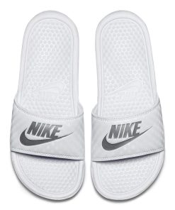 Nike Benassi JDI White Slide Sandal Women’s Whitemetallic Silver