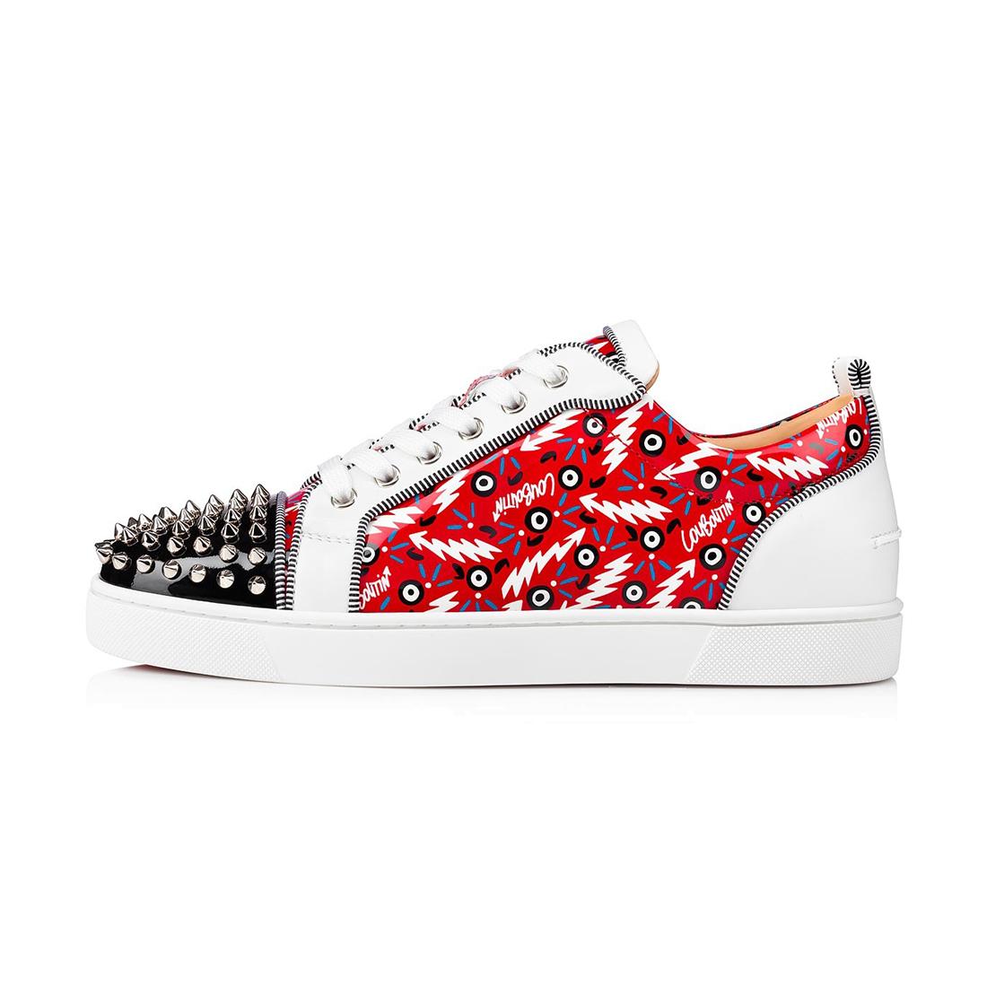 Christian Louboutin Louis Junior Spikes Orlato Loubi Bianco