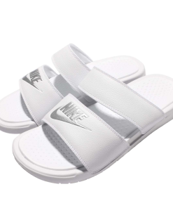Nike Benassi Duo Ultra Women’s Sandals WhiteMetallic Silver