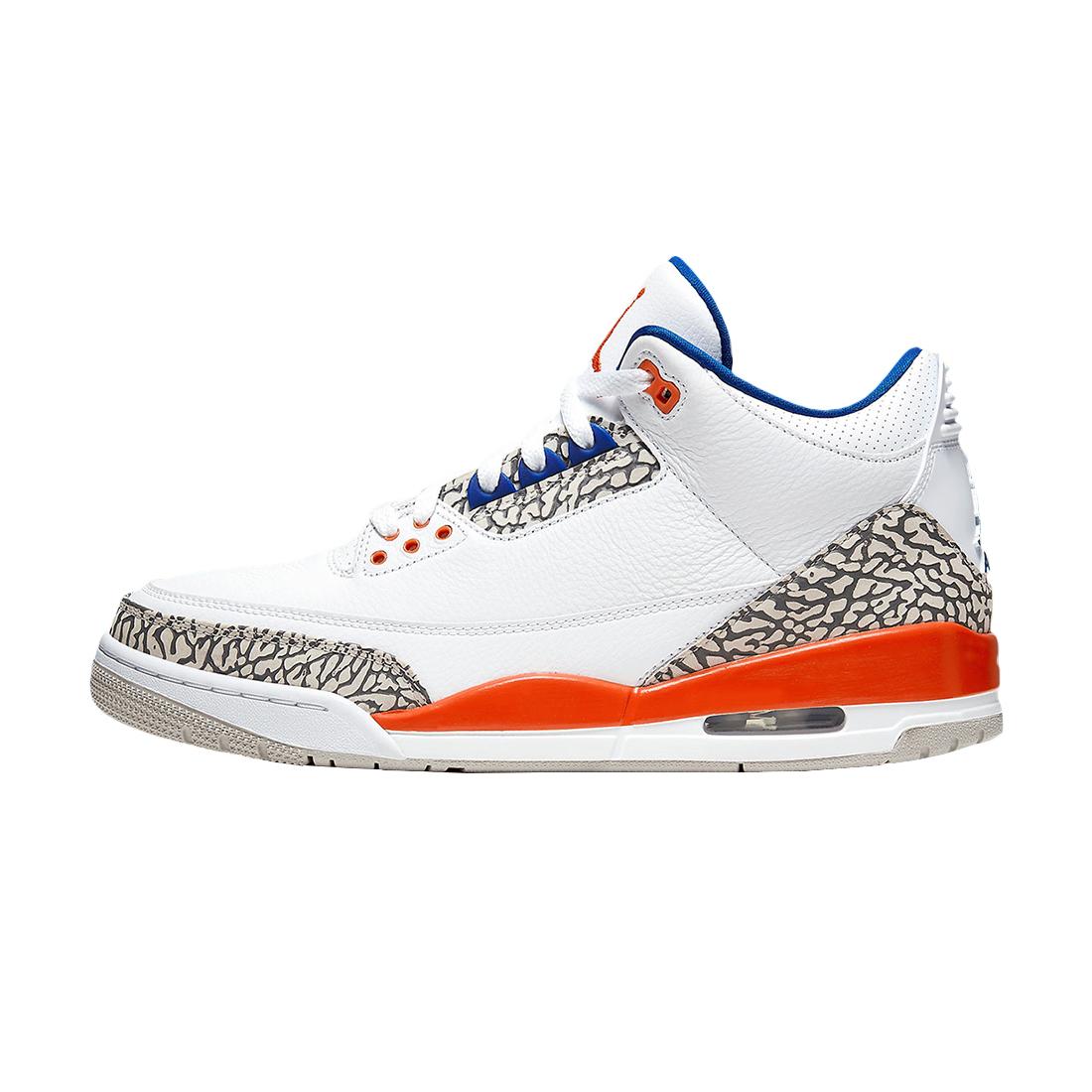 Air Jordan 3 Knicks White Old Royal-University Orange-Tech Grey