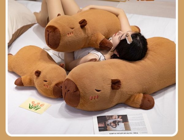 Cute capybara plush toy, long body pillow, washable design, perfect for children, gifts - Image 4