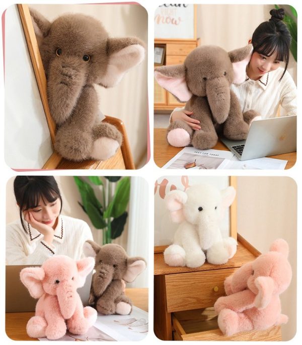 Cute sitting elephant plush toy celebration gift for bedding toy fluffy present - Image 2