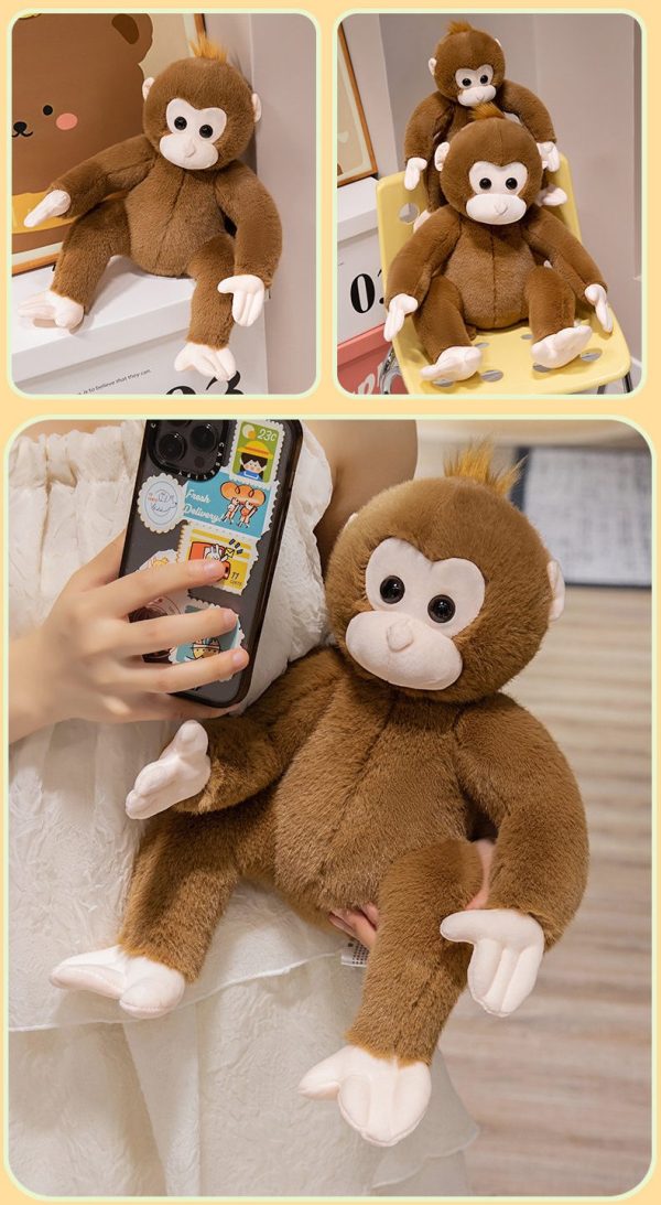 Realistic stuffed animal, monkey, cartoon, zoo, toy, present, cute interior, bedroom, body pillow - Image 9