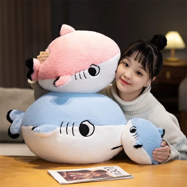 Cute cartoon shark plush soft cushion pillow - Image 8