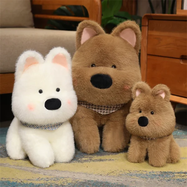 White and Brown Dog Shape Plush Soft Toy Interior Gift Celebration Cute Cushion Living Room Decor - Image 9