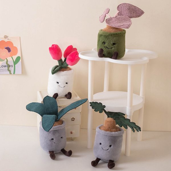 Cartoon-style stuffed animal, plant-shaped type green decoration, stylish interior, present, toy - Image 3