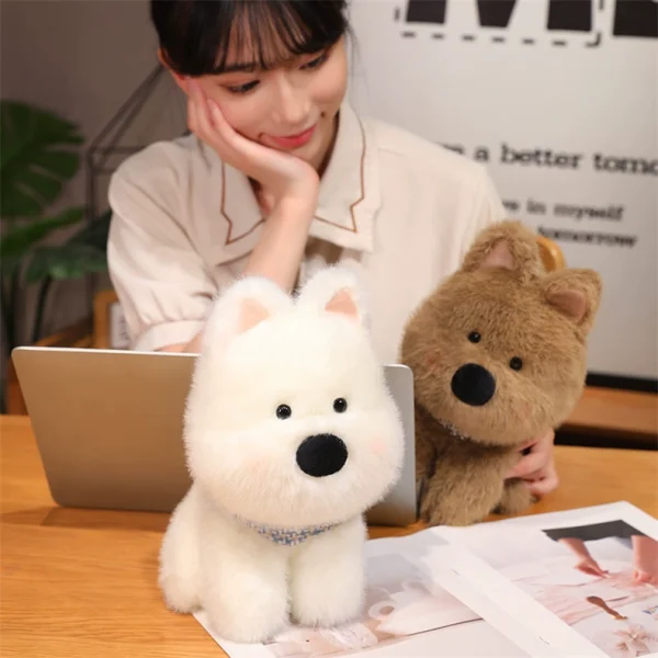 White and Brown Dog Shape Plush Soft Toy Interior Gift Celebration Cute Cushion Living Room Decor - Image 11