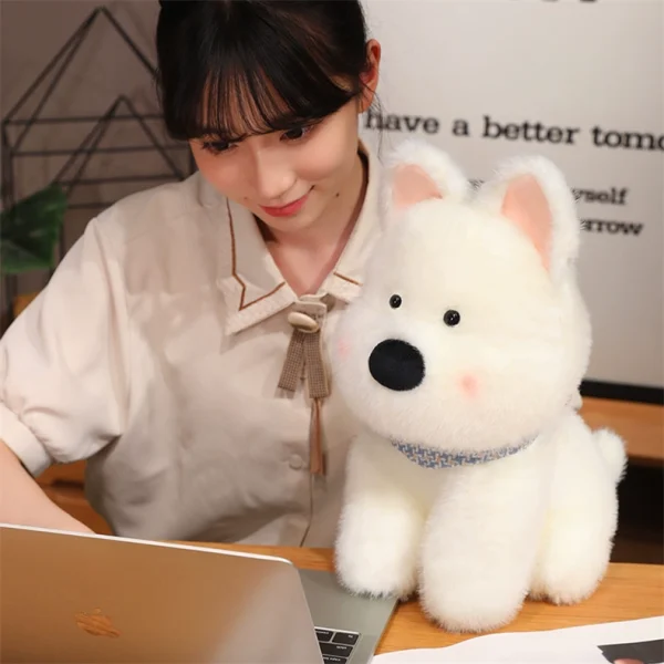White and Brown Dog Shape Plush Soft Toy Interior Gift Celebration Cute Cushion Living Room Decor - Image 12