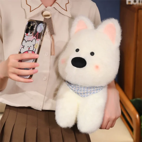 White and Brown Dog Shape Plush Soft Toy Interior Gift Celebration Cute Cushion Living Room Decor - Image 17