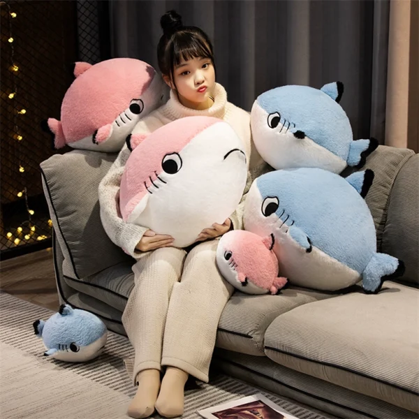 Cute cartoon shark plush soft cushion pillow - Image 5