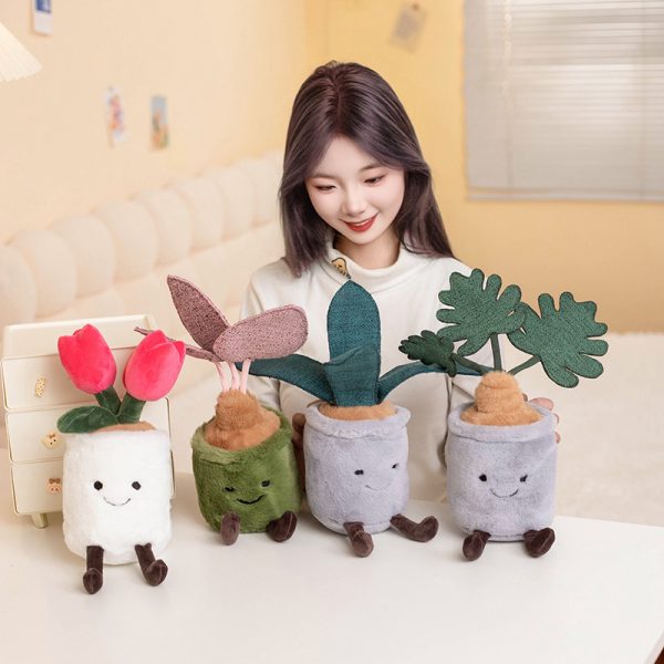 Cartoon-style stuffed animal, plant-shaped type green decoration, stylish interior, present, toy - Image 2