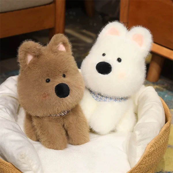 White and Brown Dog Shape Plush Soft Toy Interior Gift Celebration Cute Cushion Living Room Decor - Image 8