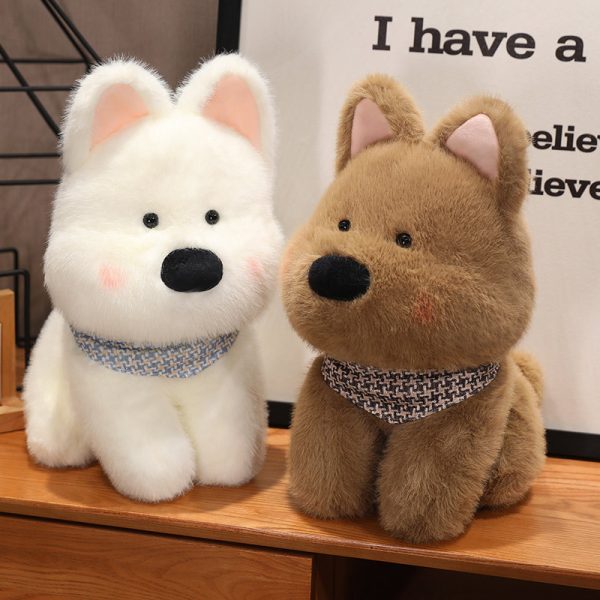 White and Brown Dog Shape Plush Soft Toy Interior Gift Celebration Cute Cushion Living Room Decor - Image 2