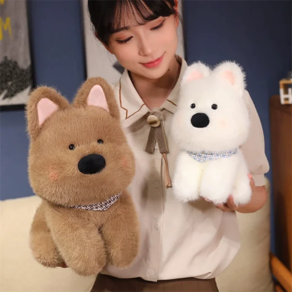 White and Brown Dog Shape Plush Soft Toy Interior Gift Celebration Cute Cushion Living Room Decor - Image 16