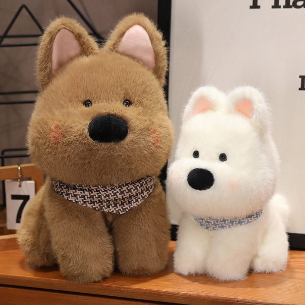 White and Brown Dog Shape Plush Soft Toy Interior Gift Celebration Cute Cushion Living Room Decor - Image 3