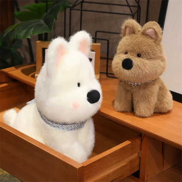 White and Brown Dog Shape Plush Soft Toy Interior Gift Celebration Cute Cushion Living Room Decor - Image 7