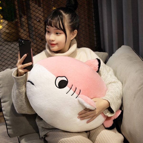 Cute cartoon shark plush soft cushion pillow - Image 4