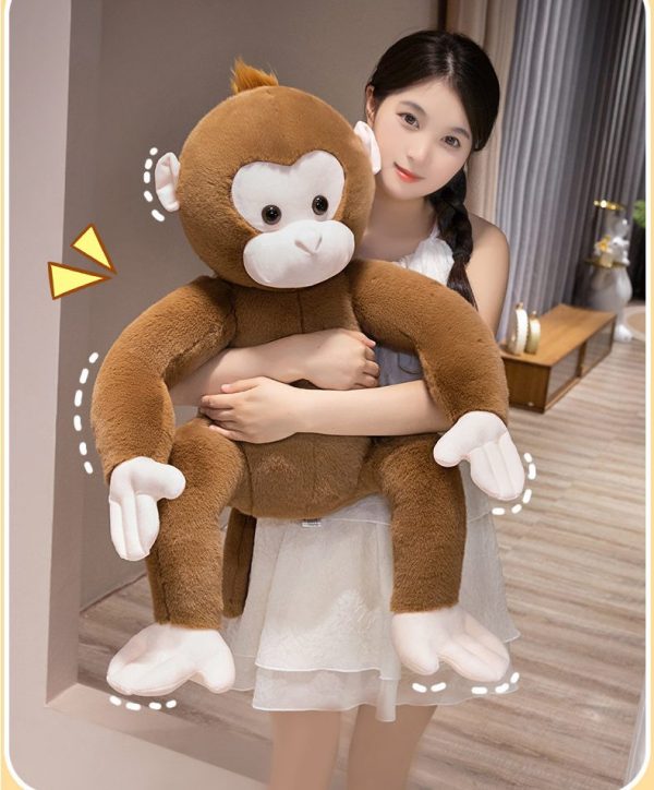 Realistic stuffed animal, monkey, cartoon, zoo, toy, present, cute interior, bedroom, body pillow - Image 8