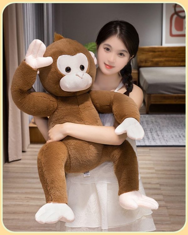 Realistic stuffed animal, monkey, cartoon, zoo, toy, present, cute interior, bedroom, body pillow - Image 7