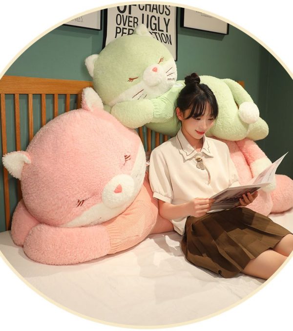 Cute furry cat stuffed animal, big body pillow, soft toy, stylish interior - Image 12