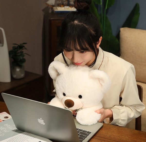 Cute bear plush toy with ribbon for children, holding, fluffy, celebration, gift, interior, present - Image 10