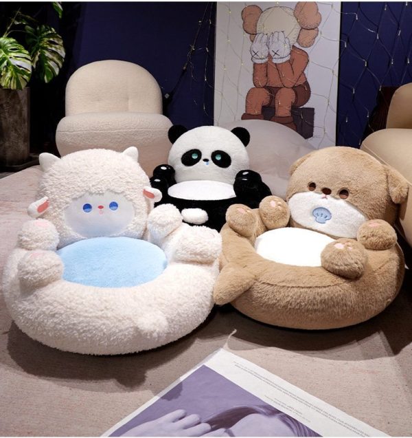 A fluffy cushion with a cute panda design. Fall/Winter interior sofa. Cute comfort. Comfortable relaxation. - Image 5