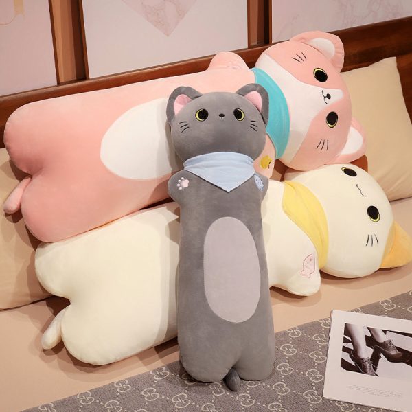 Fluffy stuffed cat toy, cute cartoon, long body pillow, for women, bedroom interior, stylish, gift - Image 5