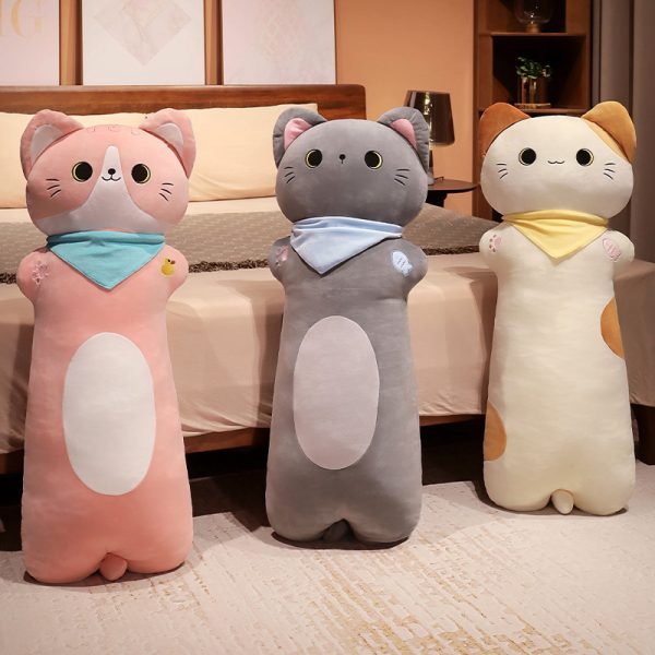 Fluffy stuffed cat toy, cute cartoon, long body pillow, for women, bedroom interior, stylish, gift - Image 4