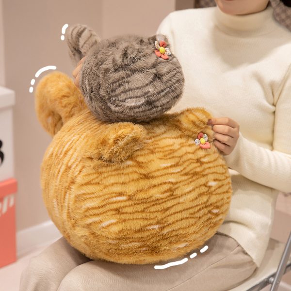 Cute tiger pattern cat plush toy fluffy body pillow for girls gift bedding stylish - Image 3