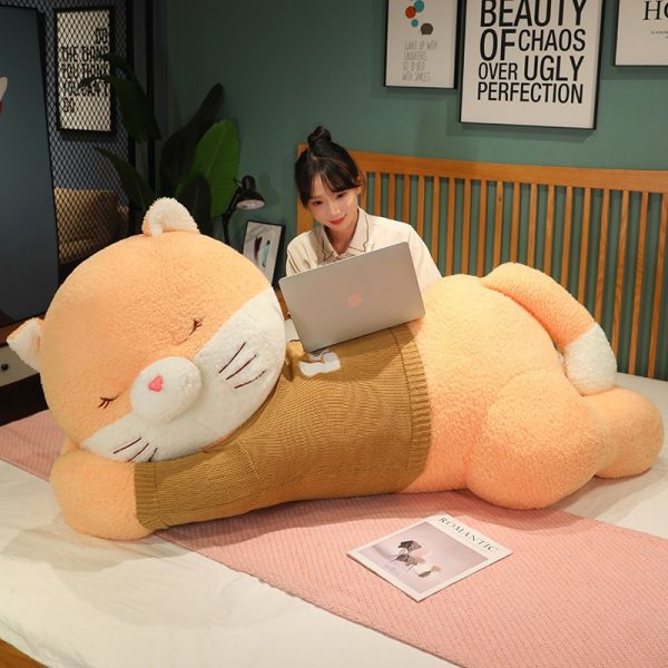 Cute furry cat stuffed animal, big body pillow, soft toy, stylish interior - Image 5