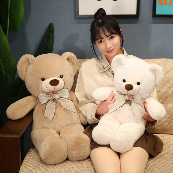 Cute bear plush toy with ribbon for children, holding, fluffy, celebration, gift, interior, present - Image 3