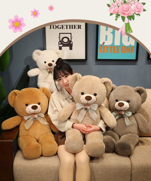 Cute bear plush toy with ribbon for children, holding, fluffy, celebration, gift, interior, present - Image 9