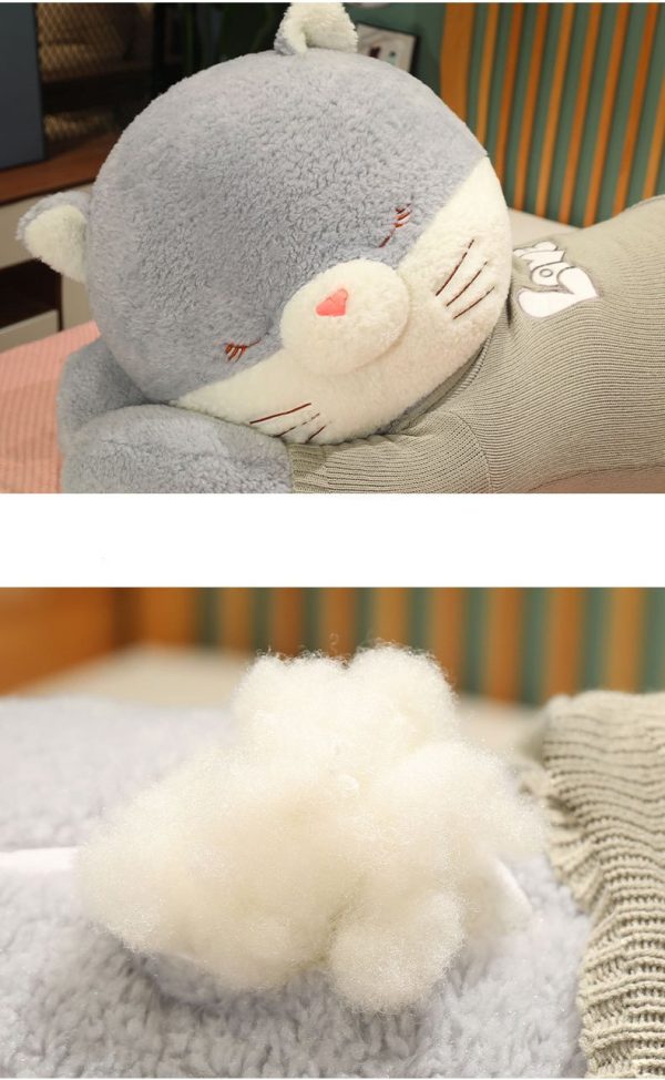 Cute furry cat stuffed animal, big body pillow, soft toy, stylish interior - Image 9