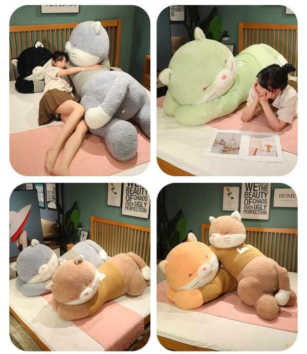 Cute furry cat stuffed animal, big body pillow, soft toy, stylish interior - Image 11