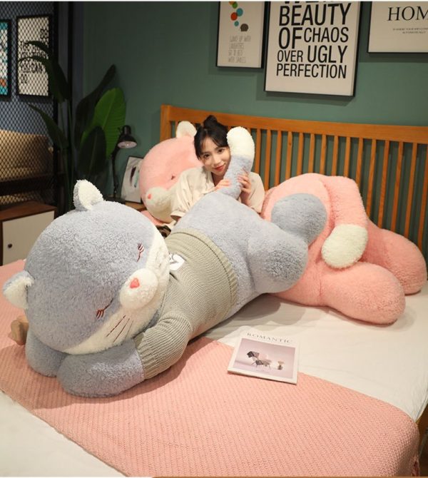 Cute furry cat stuffed animal, big body pillow, soft toy, stylish interior - Image 10