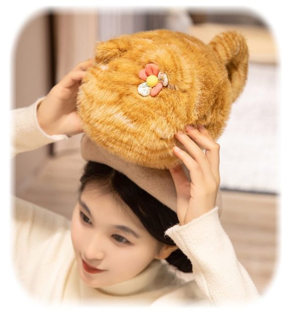 Cute tiger pattern cat plush toy fluffy body pillow for girls gift bedding stylish - Image 7