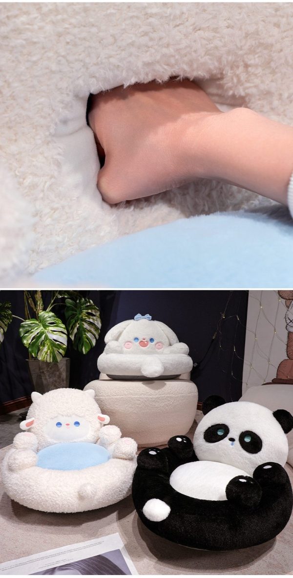 A fluffy cushion with a cute panda design. Fall/Winter interior sofa. Cute comfort. Comfortable relaxation. - Image 7